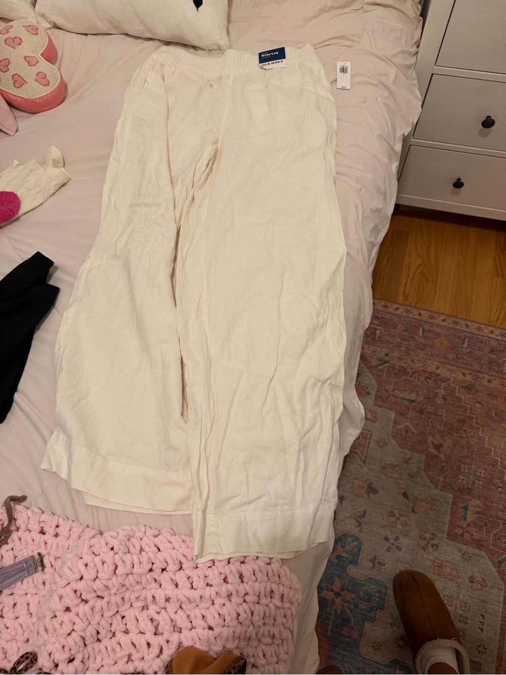 NWT Old Navy Cream Wide-Leg linenPants
